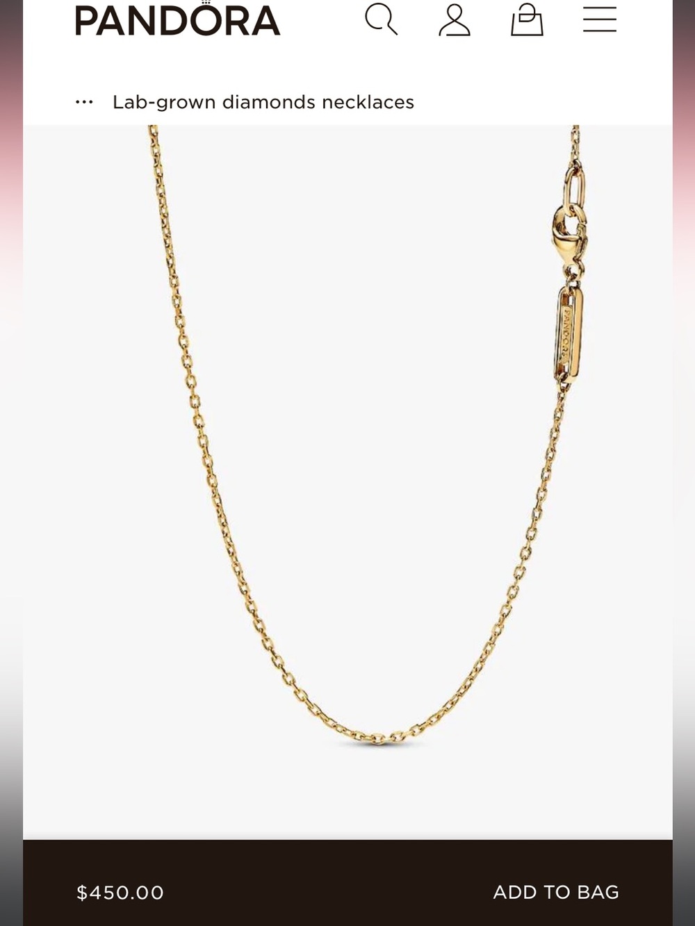 Pandora 14K Solid Gold Talisman Cable Chain Necklace